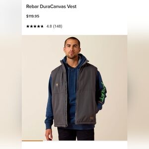 XXL Ariat Men's Rebar DuraCanvas Insulated Vest